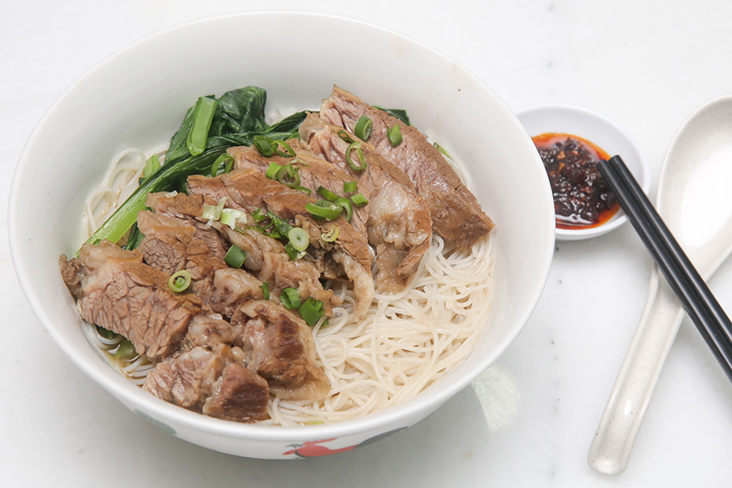Tender beef brisket is best eaten with their addictive own-made chilli oil 