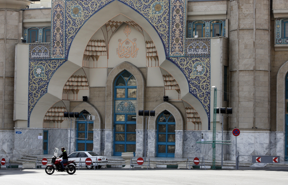 A photograph taken March 13, 2020 shows the entrance of a mosque that remains shut in the Iranian capital Tehran, after measures were taken to slow down the spread of the coronavirus. u00e2u20acu201d AFP pic