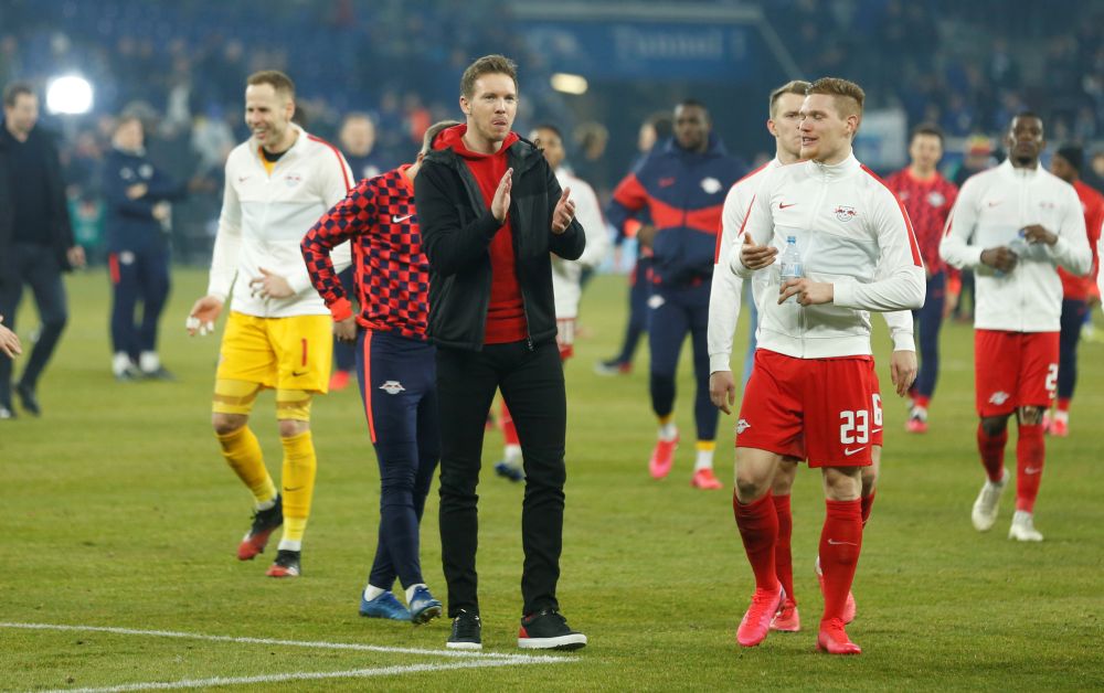 RB Leipzig coach Julian Nagelsmann applauds fans after the match against Bayer Leverkusen. u00e2u20acu201d Reuters pic
