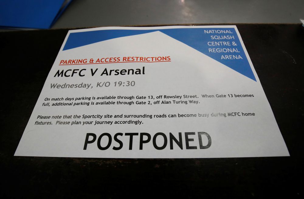 General view of a message at the Etihad Stadium as the Manchester City v Arsenal match is postponed while the number of coronavirus cases grow around the world. u00e2u20acu201d  Action Images via Reuters