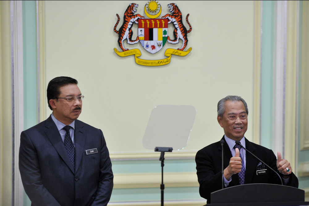 Prime Minister Tan Sri Muhyiddin Yassin during the announcement of the new Cabinet ministers at Perdana Putra in Putrajaya, March 9, 2020. u00e2u20acu201d Picture by Shafwan Zaidon