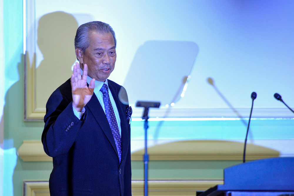 Prime Minister Tan Sri Muhyiddin Yassin during the announcement of the new Cabinet ministers at Perdana Putra in Putrajaya, March 9, 2020. u00e2u20acu201d Picture by Shafwan Zaidon