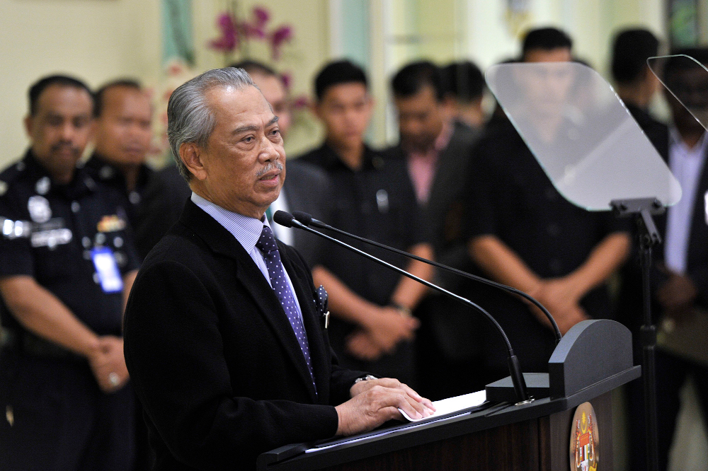 Prime Minister Tan Sri Muhyiddin Yassin during the announcement of the new Cabinet ministers at Perdana Putra in Putrajaya, March 9, 2020. u00e2u20acu201d Picture by Shafwan Zaidon
