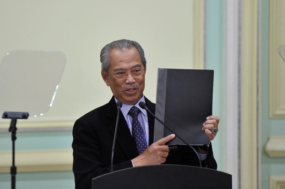 Prime Minister Tan Sri Muhyiddin Yassin during the announcement of the new Cabinet ministers at Perdana Putra in Putrajaya, March 9, 2020. u00e2u20acu201d Picture by Shafwan Zaidon