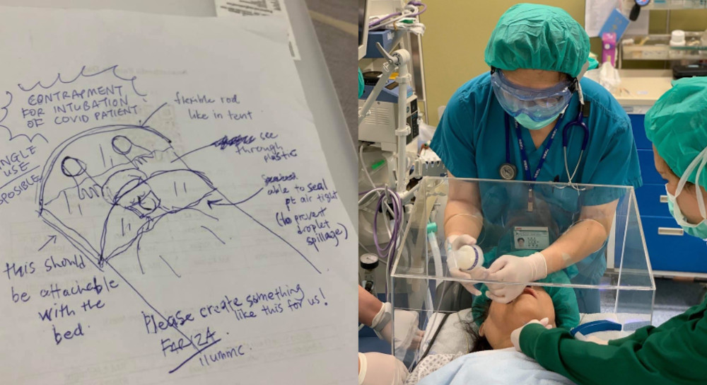 Dr Nur Fazira Ramly took to social media to ask for the help of engineers to create these makeshift isolation devices. u00e2u20acu201d Picture via Facebook/Dr Fazira Ramly & Twitter/@niekvanvliet 