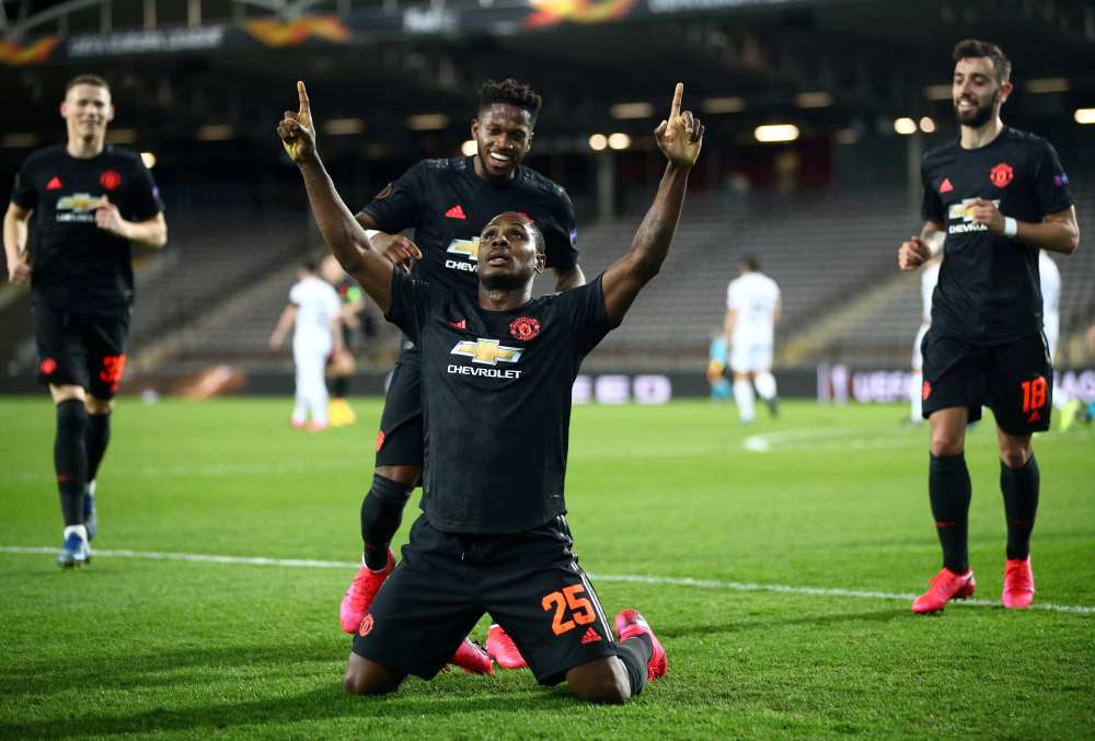 Manchester United's Odion Ighalo celebrates after scoring the first goal against LASK Linz March 13, 2020. u00e2u20acu2022 Reuters pic