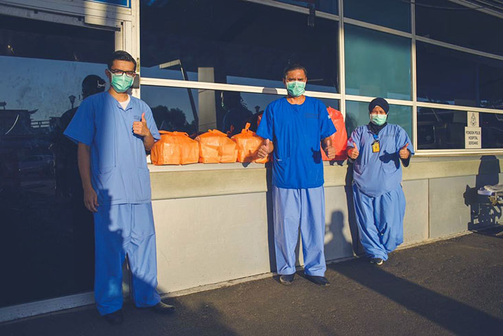 Happy front-liners who don’t have to worry about where their next meal is coming from.