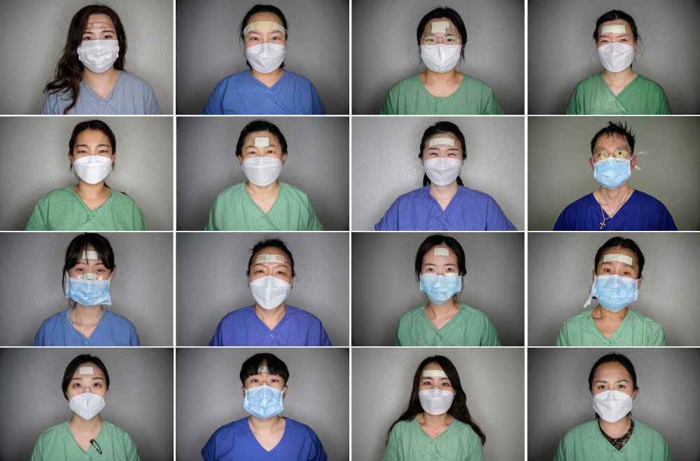 This combination photo created March 13, 2020 shows nurses from Keimyung University hospital posing for portraits between shifts caring for patients infected with the Covid-19 in Daegu. u00e2u20acu201d AFP pic 