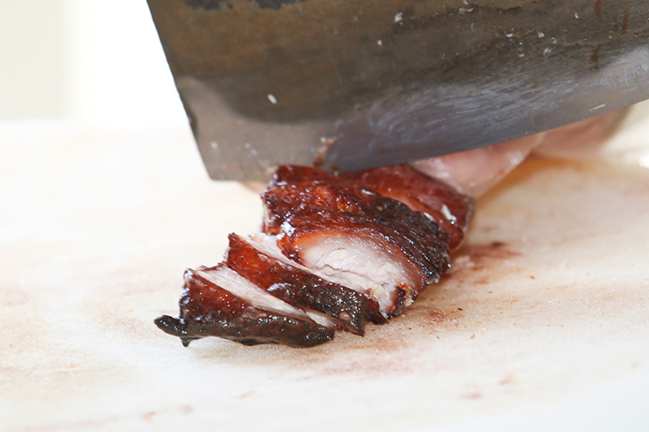 A close-up of the 'char siew' will show you it is beautifully caramelised and the meat mixed with fat is moist and tender.