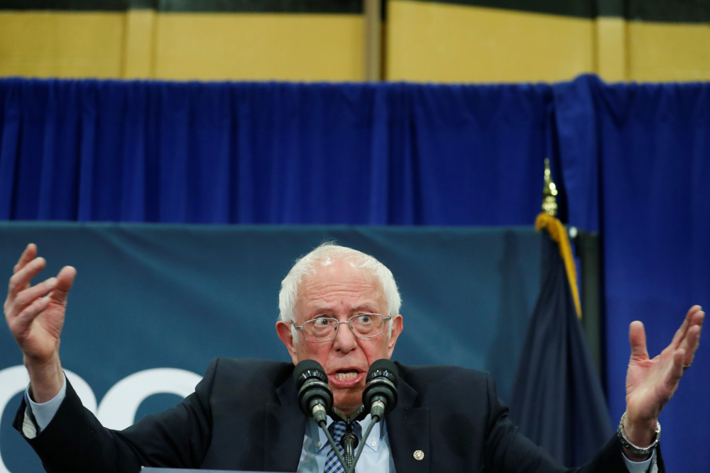 Democratic presidential candidate Bernie Sanders speaks during a town hall in Flint, Michigan, US, March 7, 2020. u00e2u20acu201d Reuters pic 