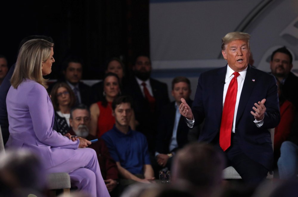 US President Donald Trump participates in a FOX News Channel town hall event with moderator Martha MacCallum in the Scranton Cultural Center in Scranton, Pennsylvania March 6, 2020. u00e2u20acu2022 Reuters pic