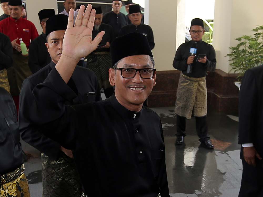 Datuk Seri Ahmad Faizal Azumu arrives for his swearing in ceremony as the 13th Perak Mentri Besar at the Istana Iskandariah in Kuala Kangsar March 13, 2020. u00e2u20acu2022 Picture by Farhan Najib