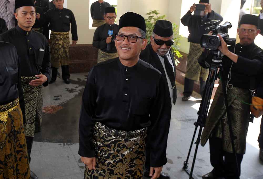 Datuk Seri Ahmad Faizal Azumu arrives for his swearing in ceremony as the 13th Perak Mentri Besar at the Istana Iskandariah in Kuala Kangsar March 13, 2020. u00e2u20acu2022 Picture by Farhan Najib