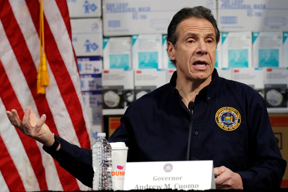 New York Governor Andrew Cuomo speaks during a news conference at the Jacob K. Javits Convention Center which will be partially converted into a temporary hospital during the outbreak of the COVID-19 disease in New York City, March 24, 2020. u00e2u20acu201d Reuters p