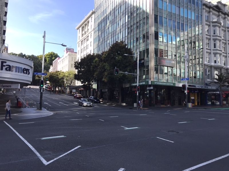 Quiet streets of Auckland during alert level three. u00e2u20acu201d Picture by CK Lim