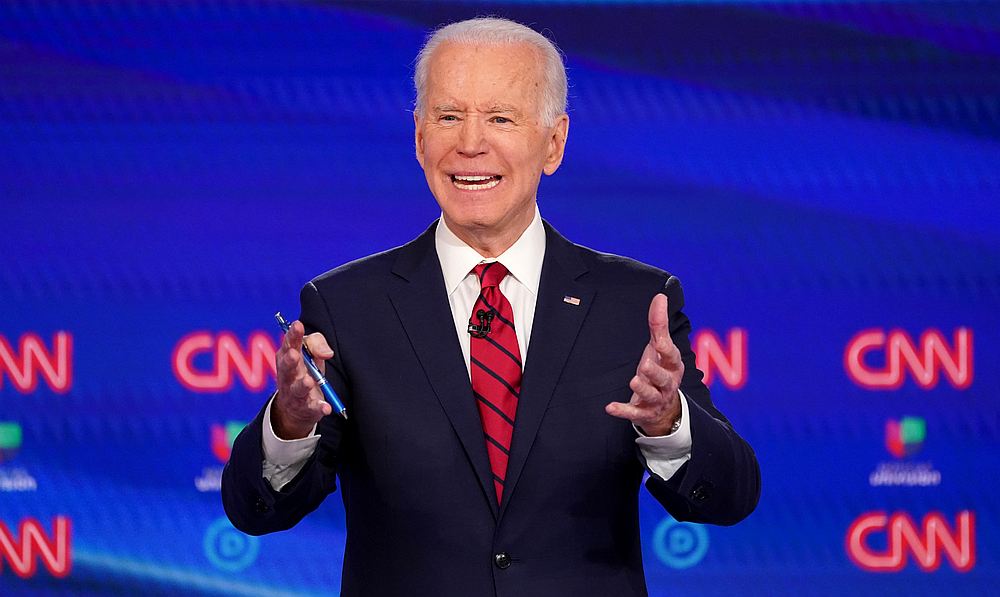 Democratic US presidential candidate Joe Biden speaks during the candidates debate at CNN's Washington studios March 15, 2020. u00e2u20acu201d Reuters pic
