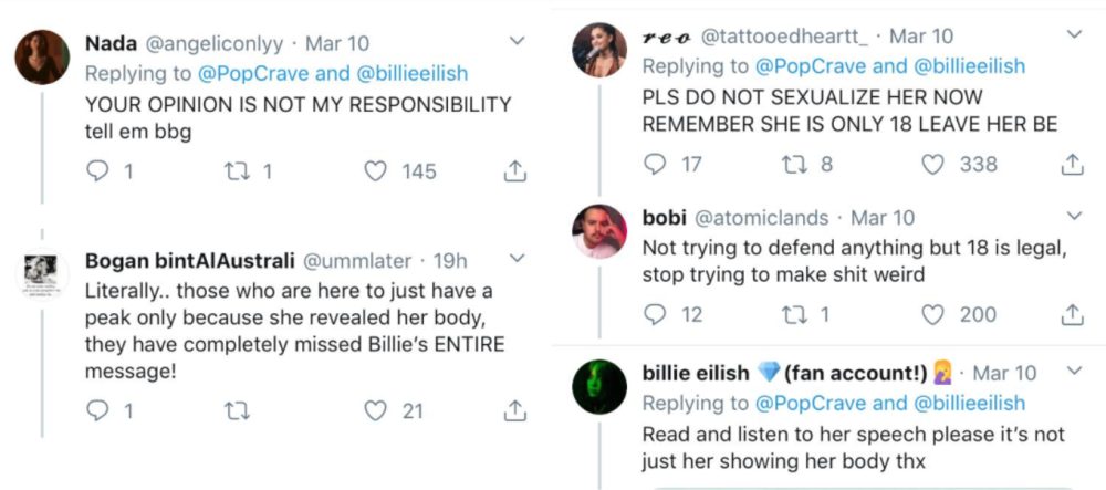 Some of Eilish’s fans however weren’t too happy that some people took the opportunity to sneak a peek. ― Screengrab via Twitter/@PopCrave