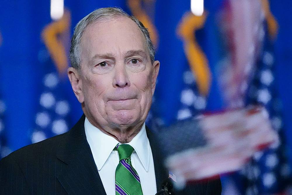 Former Democratic US presidential candidate Mike Bloomberg appears before suppoters after ending his campaign for president in Manhattan in New York March 4, 2020. u00e2u20acu201d Reuters pic