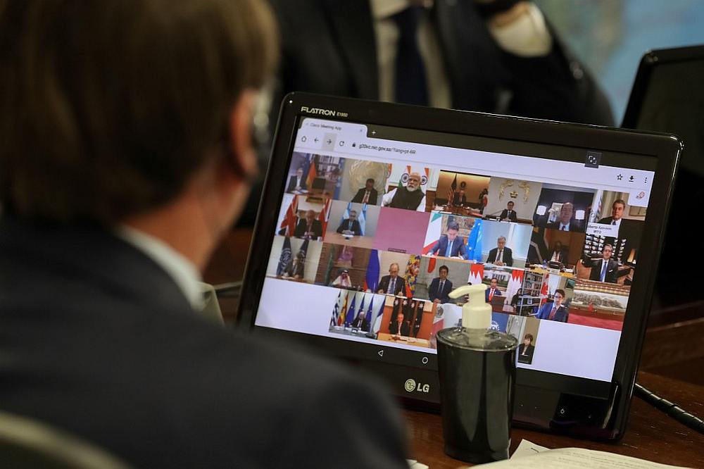 Brazilian President Jair Bolsonaro attending the G20's video conference meeting in Brasilia March 26, 2020. u00e2u20acu201d Marcos Correa/Brazilian Presidency handout via AFP