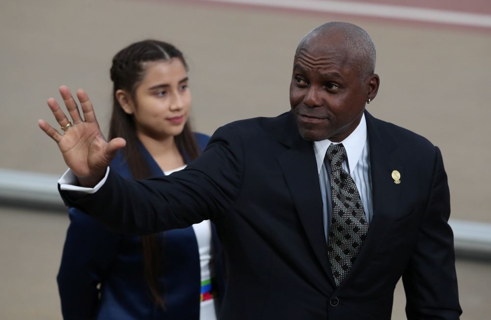 Retired athlete Carl Lewis of the US waves to fans at the XVIII Pan American Games in Lima, Peru August 7, 2019. u00e2u20acu201d Reuters pic