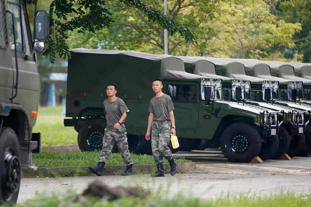 Troops are seen at the Shek Kong military base of People's Liberation Army (PLA) in New Territories, Hong Kong August 29, 2019. u00e2u20acu201d Reuters pic