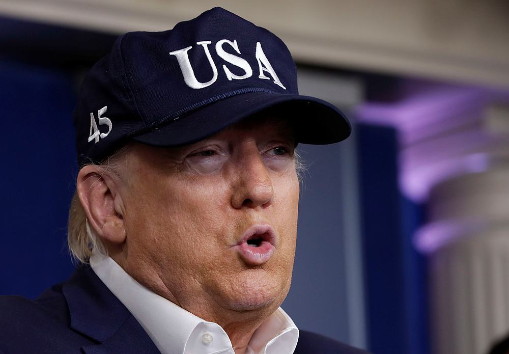 US President Donald Trump at a press briefing with the Coronavirus Task Force at the White House in Washington March 14, 2020. u00e2u20acu201d Reuters pic