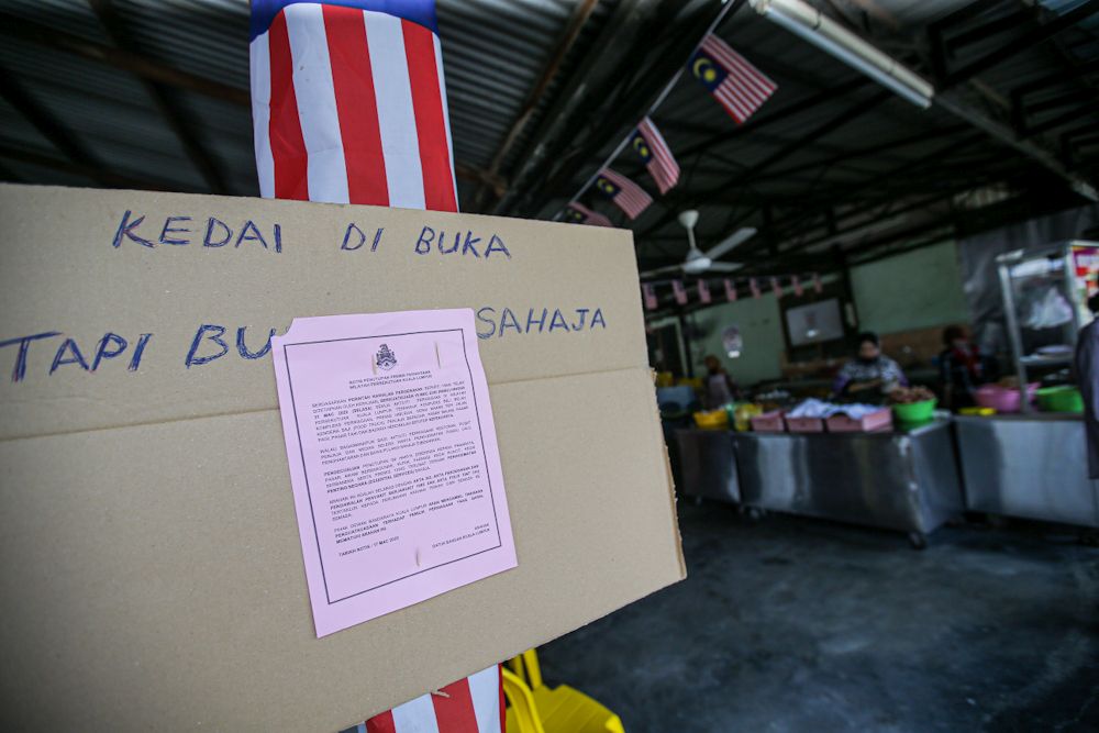 A DBKL notice ordering the closure of at an eatery is seen in Kampung Baru, Kuala Lumpur March 19, 2020. u00e2u20acu201d Picture by Hari Anggara