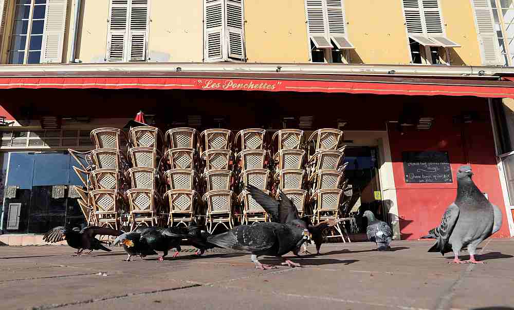 Chairs are seen on the terrace of a closed restaurant as France grapples with an outbreak of coronavirus disease in Nice March 15, 2020. u00e2u20acu201d Reuters pic