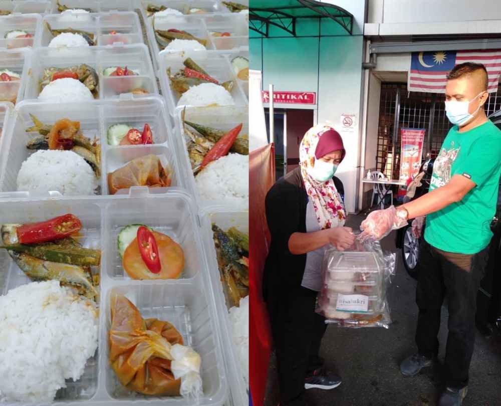 Boxes of fish curry and rice prepared by Serasi Catering were delivered to the Covid-19 team at Serdang Hospital. — Pictures via Facebook/gojobmalaysia