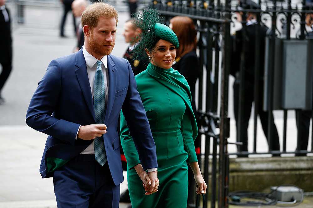 Britain's Prince Harry and Meghan, Duchess of Sussex, arrive for the annual Commonwealth Service at Westminster Abbey in London, Britain March 9, 2020. u00e2u20acu201d Reuters pic