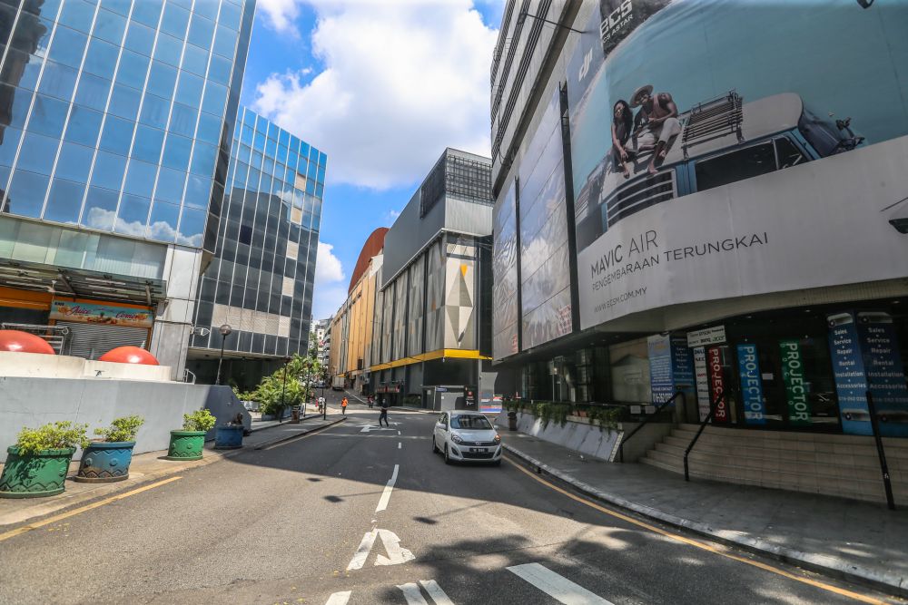 A general view of Plaza Imbi in Kuala Lumpur as the movement control order kicks in on March 18, 2020. — Picture by Firdaus Latif