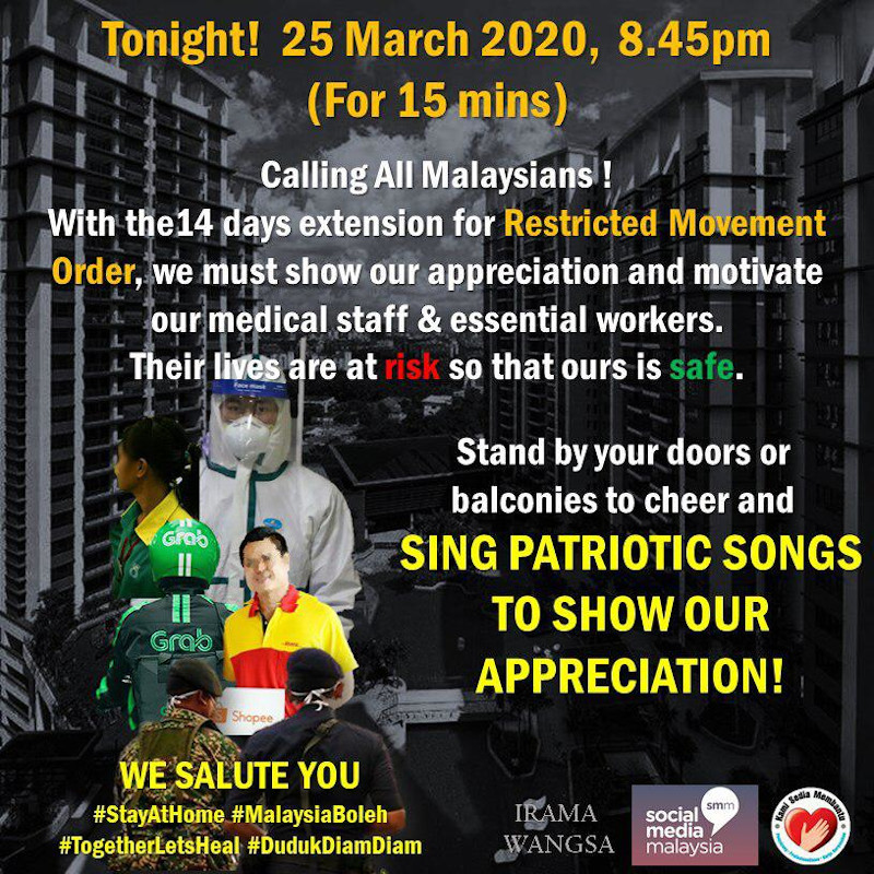Residents were alerted by the committee about the patriotic sing-along. — Picture courtesy of Syed Khalid Alwee Aljuned