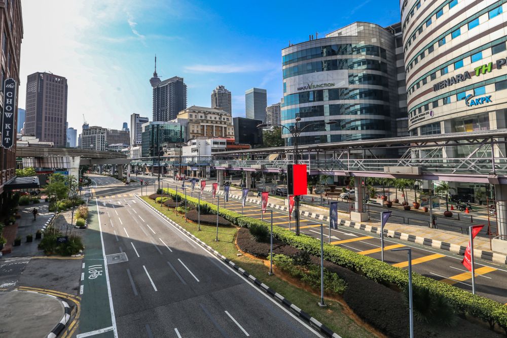 A general view of traffic on Jalan Sultan Ismail in Kuala Lumpur as the movement control order kicks in on March 18, 2020. u00e2u20acu201d Picture by Firdaus Latif