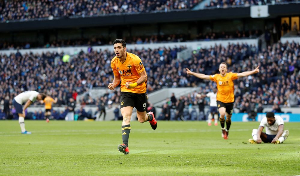 Wolverhampton Wanderers' Raul Jimenez celebrates scoring their third goal against Tottenham Hotspur. u00e2u20acu201d Reuters pic