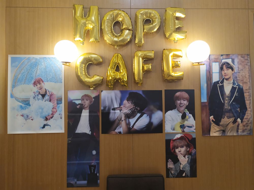 The walls of Chizu and Honzu at Nu Sentral were covered with pictures of BTS member J-Hope to celebrate his birthday. — Picture courtesy of Yvonne Chen