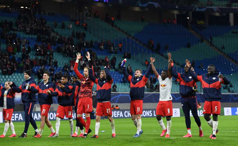 RB Leipzig players celebrate after the match against Tottenham Hotspur March 11, 2020. u00e2u20acu2022 Reuters pic