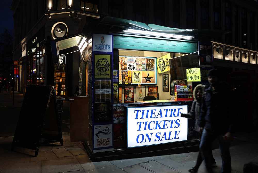 A theatre ticket stand  in the West End district of London March 12, 2020. u00e2u20acu201d AFP pic