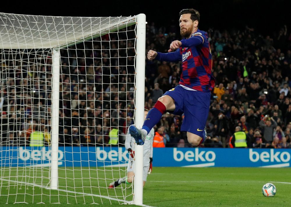 Barcelona's Lionel Messi celebrates scoring against Real Sociedad March 7, 2020. u00e2u20acu201d Reuters pic