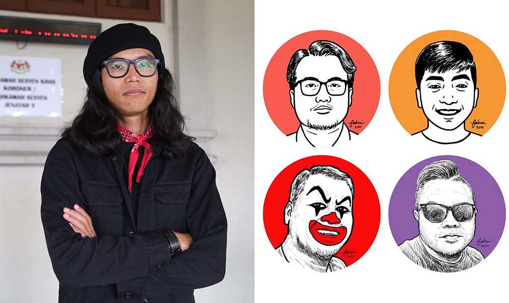 The political artist is taking commissions to encourage the public to donate to those who are struggling under the movement control order. u00e2u20acu201d Combination image by Choo Choy May and via Twitter/kuasiswa