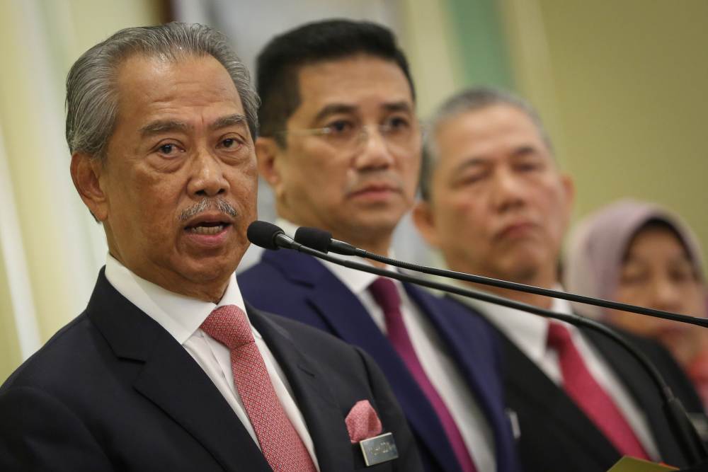 Prime Minister Tan Sri Muhyiddin Yassin speaks during a press conference at the Prime Minister Office's in Putrajaya March 11, 2020. u00e2u20acu2022 Picture by Yusof Mat Isa