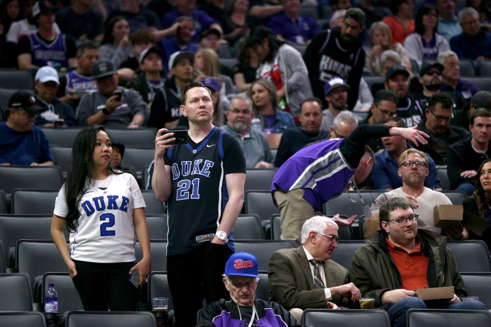 Fans react after it was announced that the game between the New Orleans Pelicans and the Sacramento Kings was postponed at the Golden 1 Centre in California March 11, 2020. u00e2u20acu201d Reuters pic
