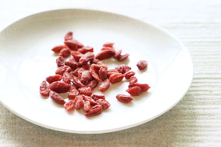The vibrant red of goji berries will add a burst of colour to your oats