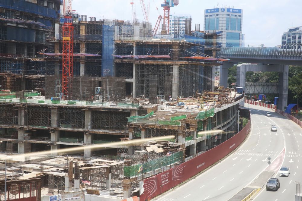 A general view of the Pavilion Damansara Heights construction site March 18, 2020. u00e2u20acu201d Picture by Choo Choy May