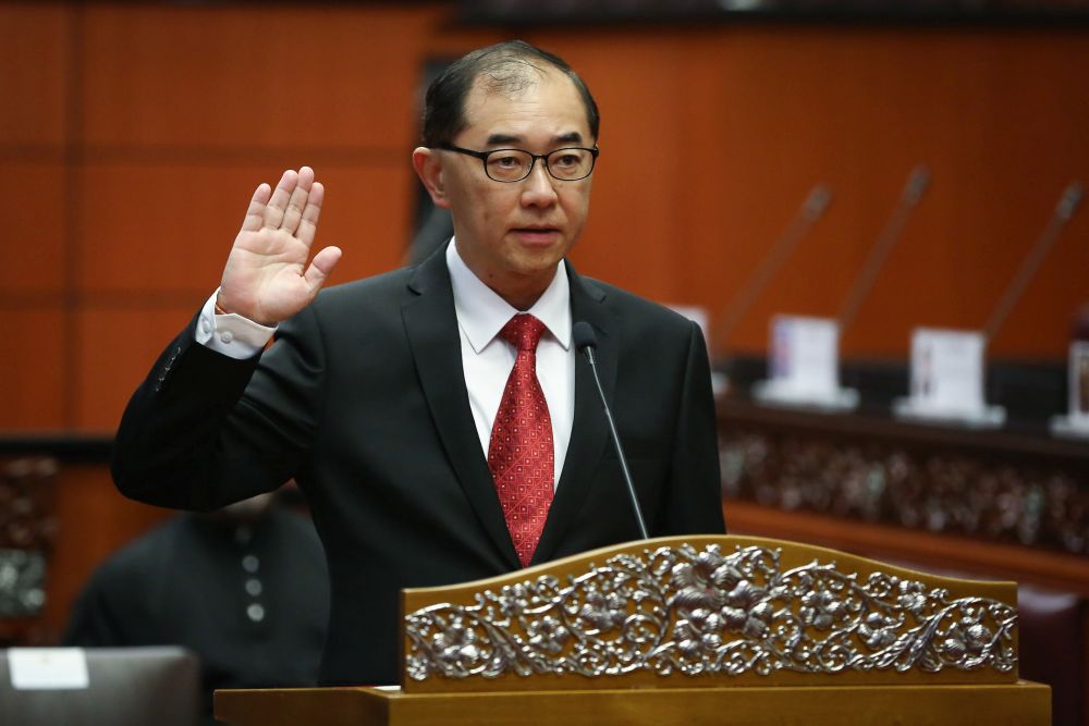 Datuk Mah Hang Soon is sworn in as senator at Parliament March 10, 2020. — Picture by Yusof Mat Isa