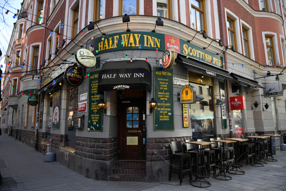 A view shows the Half Way In pub, as bars and restaurants are still open despite the coronavirus disease (Covid-19) outbreak, in central Stockholm March 23, 2020. u00e2u20acu201d Picture by TT News Agency/Ali Lorestani via Reuters