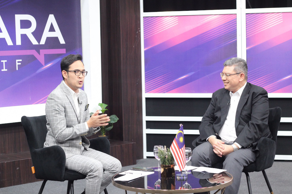 Communications and Multimedia Minister Datuk Saifuddin Abdullah speaks during an interview on u00e2u20acu02dcBicara Naratifu00e2u20acu2122 March 10, 2020. u00e2u20acu201d Picture via Twitter/KKMM