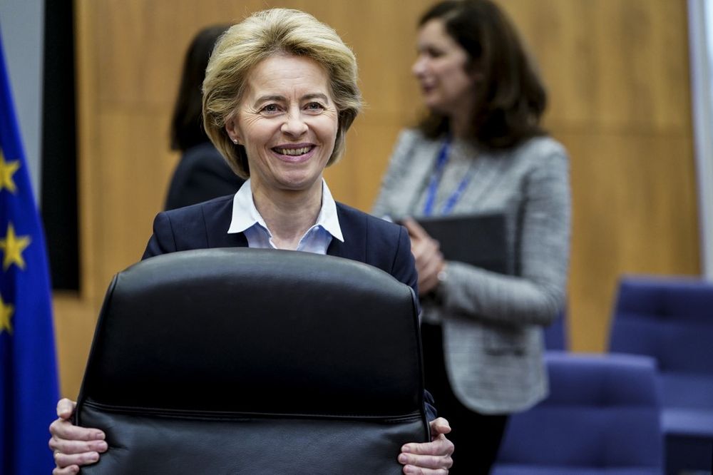 European Commission President Ursula von der Leyen smiles as she takes her seat before a college meeting at the EU headquarters in Brussels, March 10, 2020. u00e2u20acu201d AFP pic