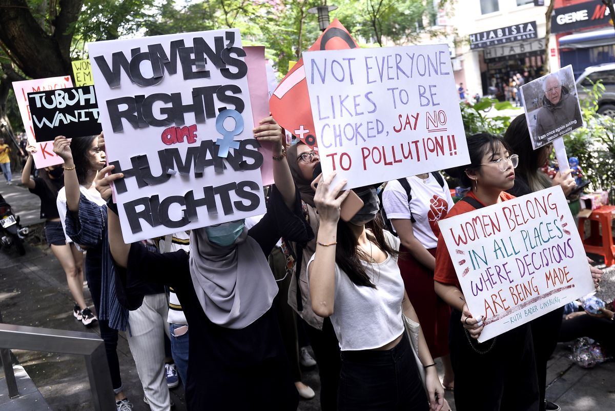 Demonstrators take part in Women's March Malaysia 2020, in conjunction with International Women's Day in Kuala Lumpur March 8, 2020. u00e2u20acu2022 Picture by Miera Zulyana