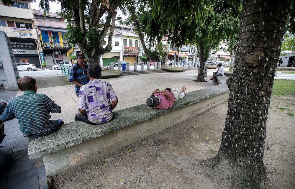 The homeless are still seen around Ipoh city despite the movement control order (MCO), April 7, 2020. u00e2u20acu201d Picture by Farhan Najib 