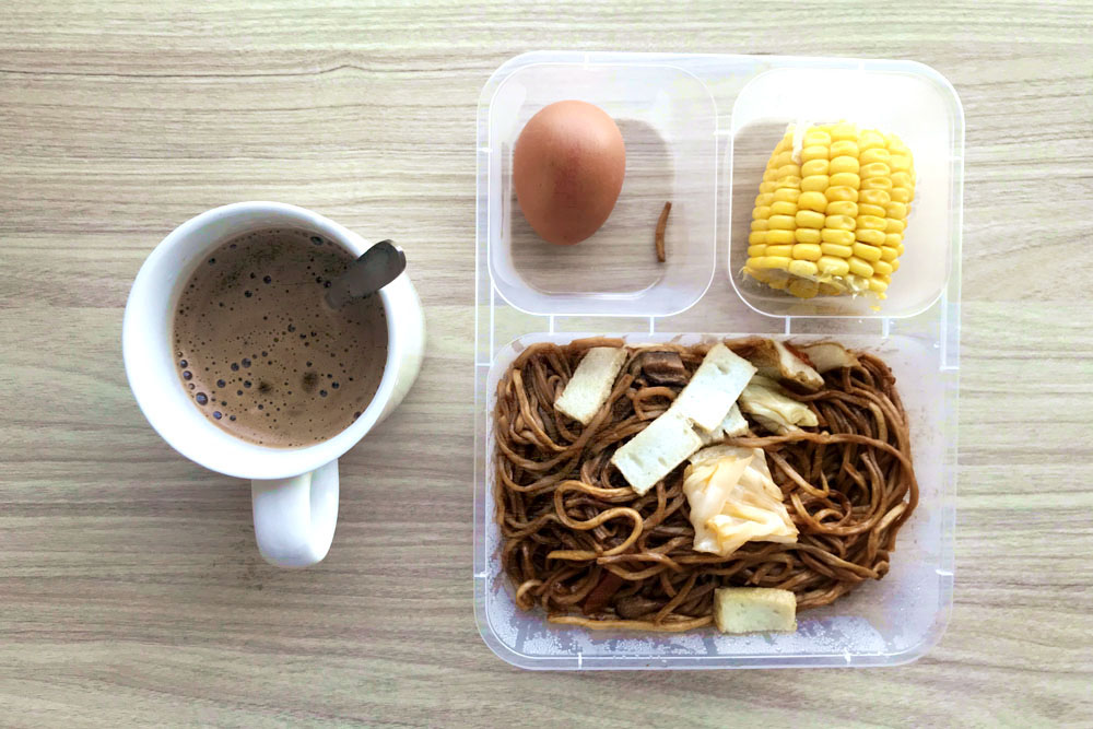 One last breakfast left at the door of my quarantine room.